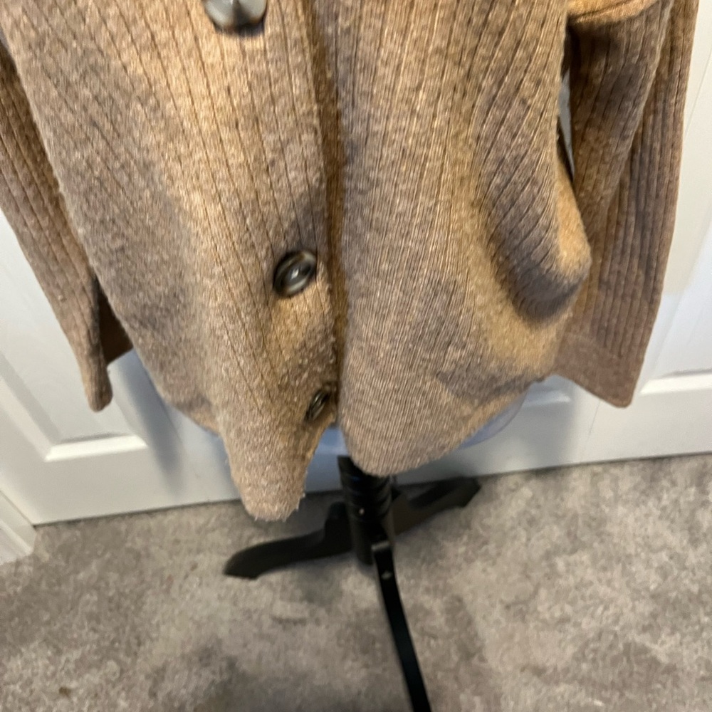 Madewell size S Oversized Women's Tan Button-Up Sweater - Picture 7 of 16